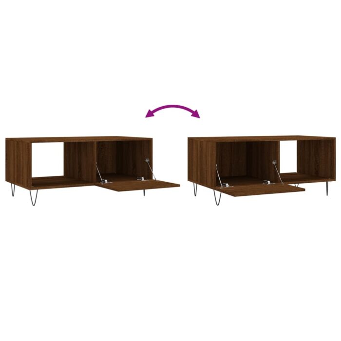 Table basse chêne marron 90x50x40 cm bois d'ingénierie – Image 7