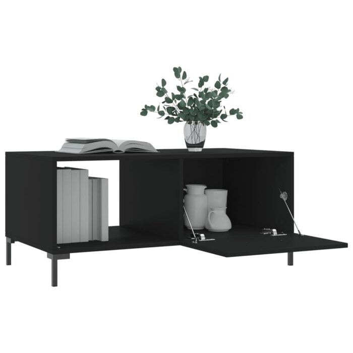 Table basse noir 90x50x40 cm bois d'ingénierie – Image 2