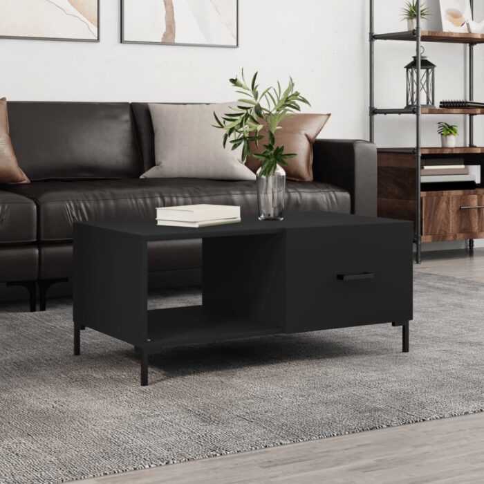 Table basse noir 90x50x40 cm bois d'ingénierie – Image 1