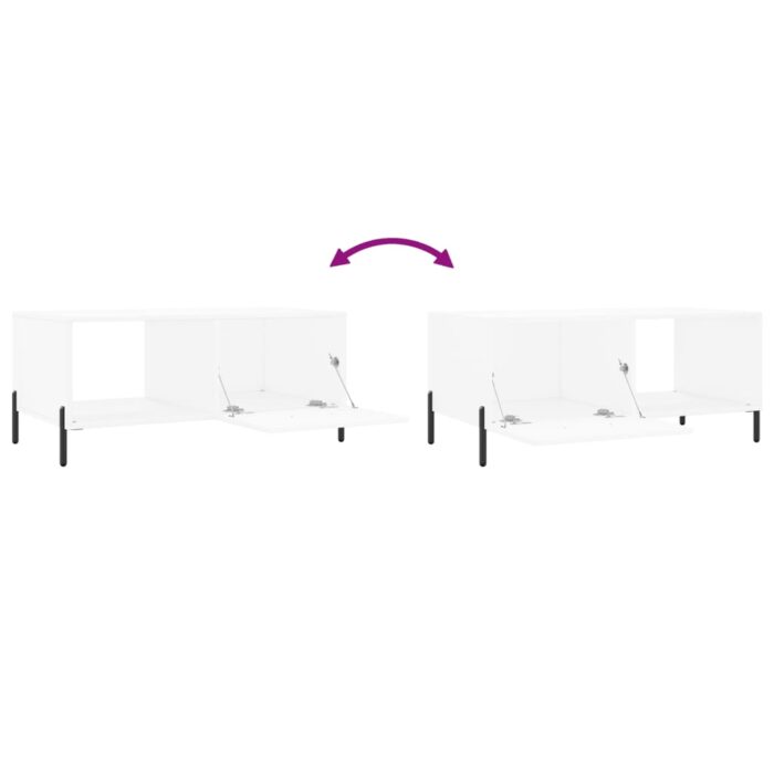 Table basse blanc 90x50x40 cm bois d'ingénierie – Image 7