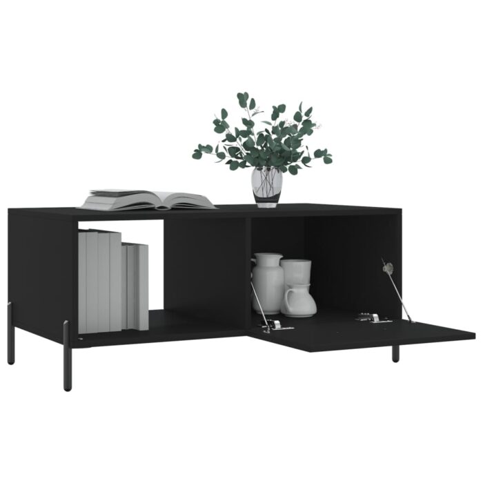 Table basse noir 90x50x40 cm bois d'ingénierie – Image 2