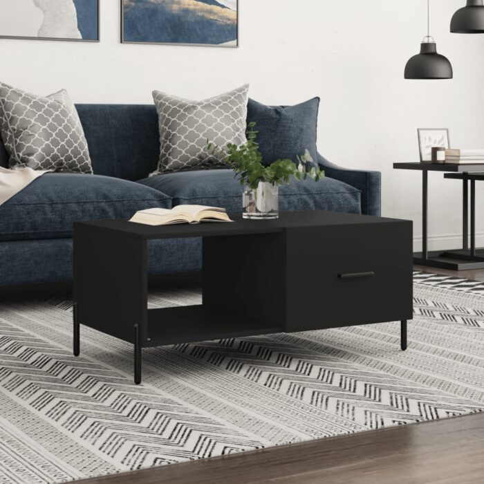 Table basse noir 90x50x40 cm bois d'ingénierie – Image 1