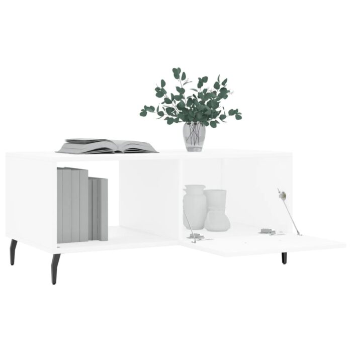 Table basse blanc 90x50x40 cm bois d'ingénierie – Image 2