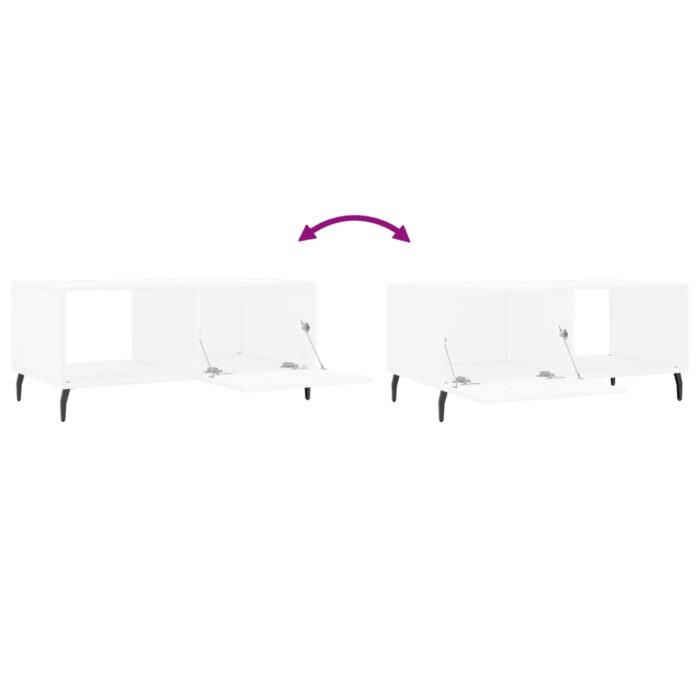 Table basse blanc 90x50x40 cm bois d'ingénierie – Image 7