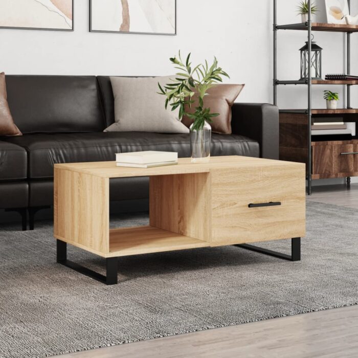 Table basse chêne sonoma 90x50x40 cm bois d'ingénierie – Image 1