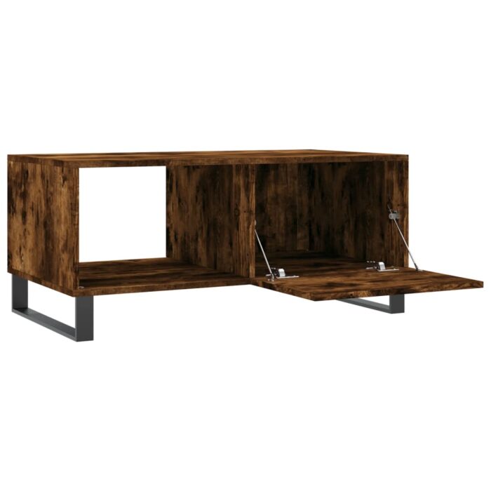 Table basse chêne fumé 90x50x40 cm bois d'ingénierie – Image 4