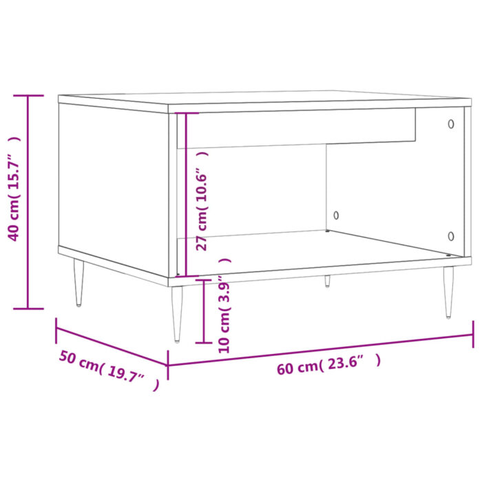 Table basse noir 60x50x40 cm bois d'ingénierie – Image 7
