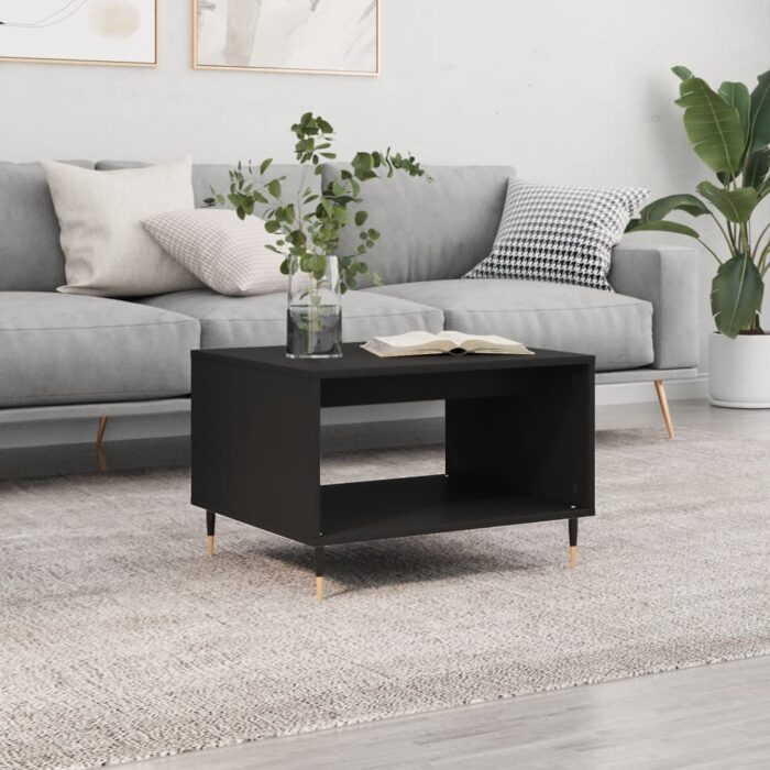 Table basse noir 60x50x40 cm bois d'ingénierie – Image 1