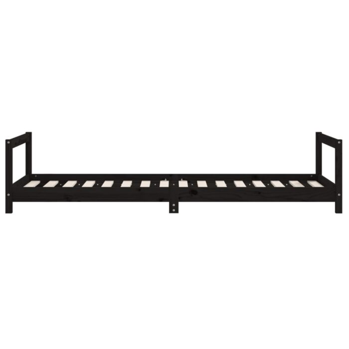 Cadre de lit pour enfants noir 80x200 cm bois de pin massif – Image 3