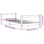 Cadre de lit pour enfants noir 80x200 cm bois de pin massif – Image 7