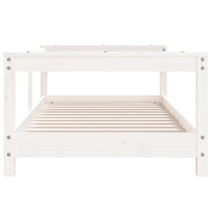 Cadre de lit pour enfant blanc 70x140 cm bois de pin massif – Image 2