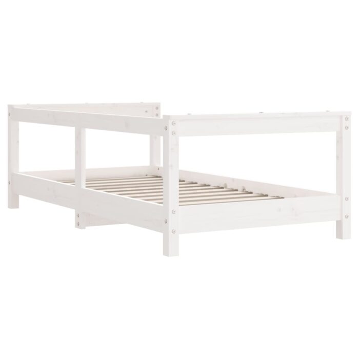 Cadre de lit pour enfant blanc 70x140 cm bois de pin massif – Image 4