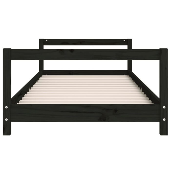 Cadre de lit pour enfants noir 90x190 cm bois de pin massif – Image 2