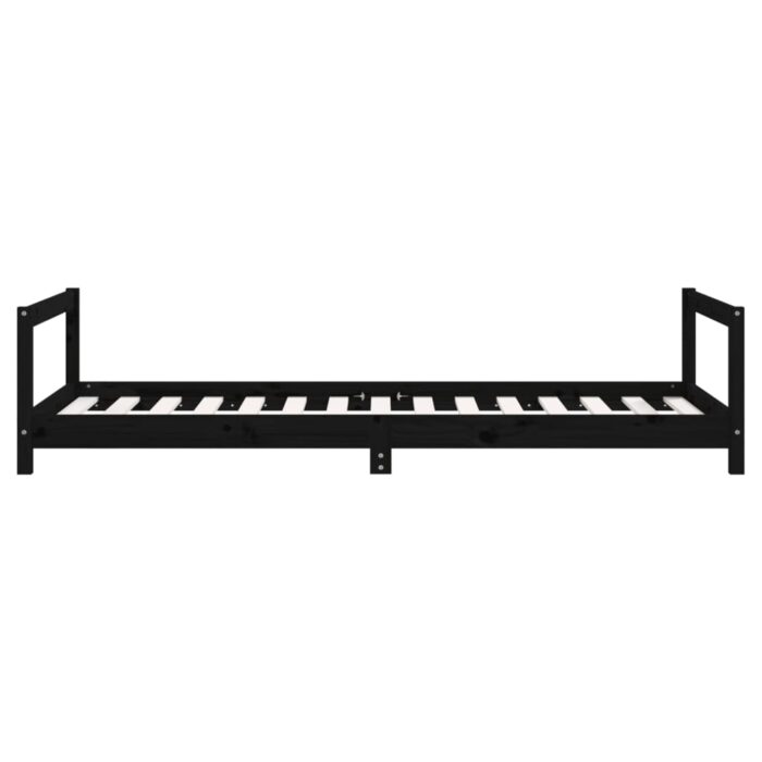 Cadre de lit pour enfants noir 90x190 cm bois de pin massif – Image 3