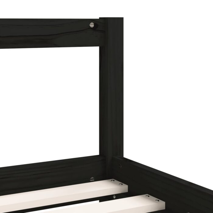 Cadre de lit pour enfants noir 90x190 cm bois de pin massif – Image 5
