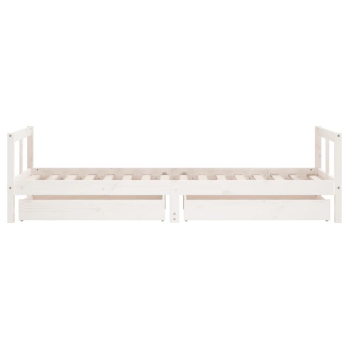 Cadre de lit enfant tiroirs blanc 80x200 cm bois de pin massif – Image 4