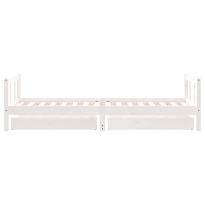 Cadre de lit enfant tiroirs blanc 90x200 cm bois de pin massif – Image 4