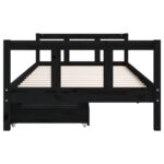 Cadre de lit enfant avec tiroirs noir 90x200 cm bois pin massif – Image 3