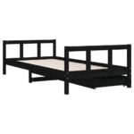 Cadre de lit enfant avec tiroirs noir 90x200 cm bois pin massif – Image 5