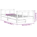 Cadre de lit enfant avec tiroirs noir 90x200 cm bois pin massif – Image 8