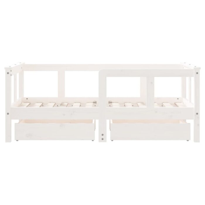 Cadre de lit enfant tiroirs blanc 70x140 cm bois de pin massif – Image 4