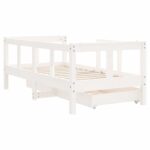 Cadre de lit enfant tiroirs blanc 70x140 cm bois de pin massif – Image 5
