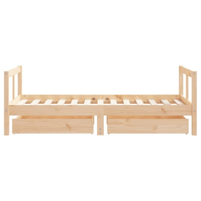 Cadre de lit pour enfant et tiroirs 80x160cm bois de pin massif – Image 4