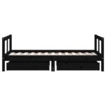 Cadre de lit pour enfant tiroirs noir 80x160 cm bois pin massif – Image 4