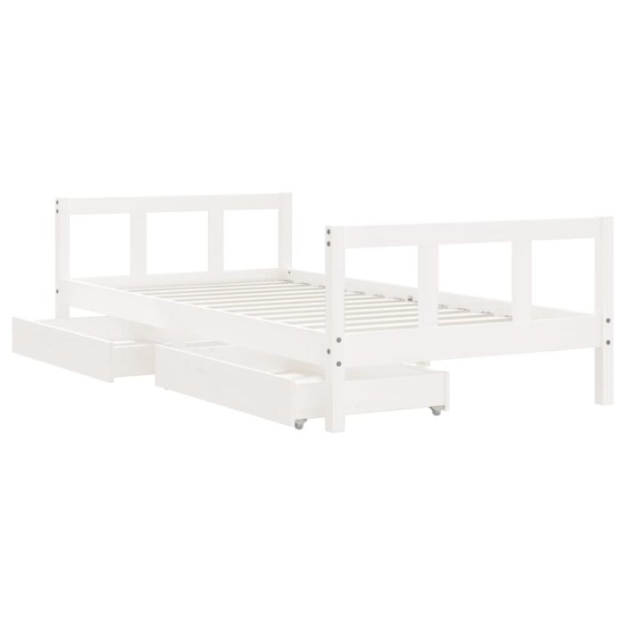 Cadre de lit d'enfants tiroirs blanc 90x190 cm bois pin massif – Image 2