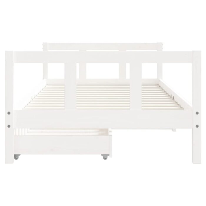 Cadre de lit d'enfants tiroirs blanc 90x190 cm bois pin massif – Image 3