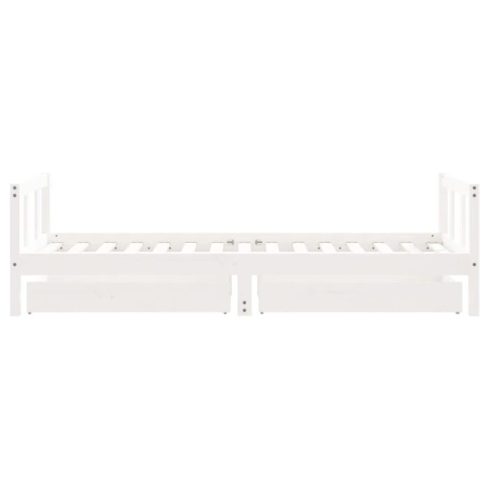 Cadre de lit d'enfants tiroirs blanc 90x190 cm bois pin massif – Image 4