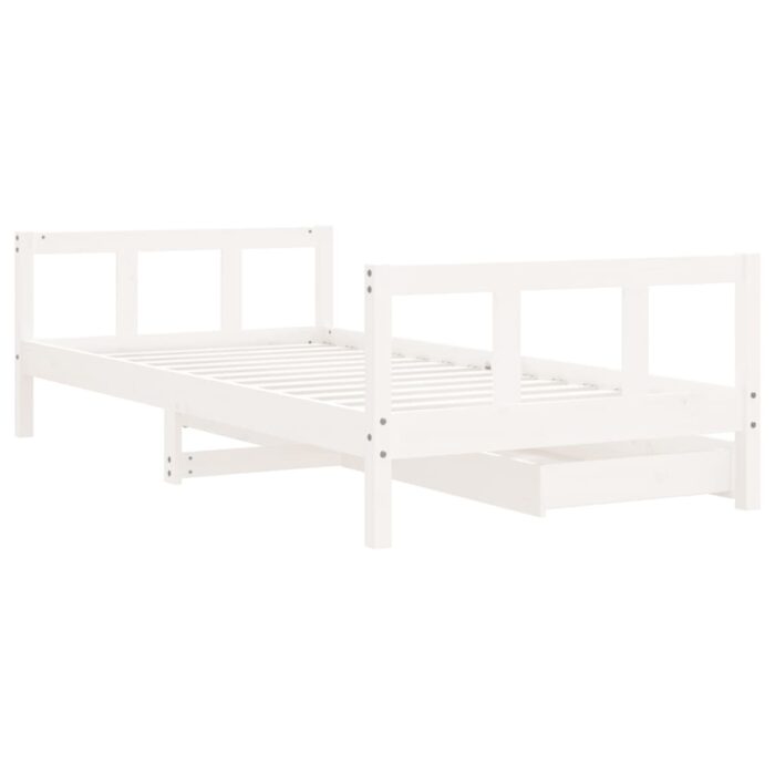 Cadre de lit d'enfants tiroirs blanc 90x190 cm bois pin massif – Image 5
