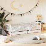 Cadre de lit d'enfants tiroirs blanc 90x190 cm bois pin massif