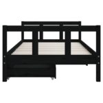 Cadre de lit d'enfants tiroirs noir 90x190cm bois de pin massif – Image 3