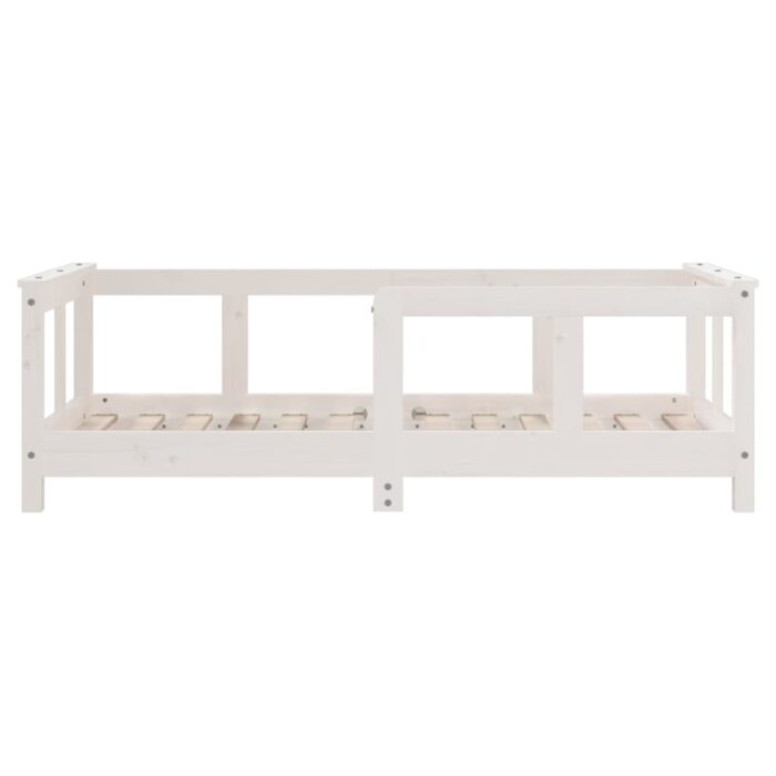 Cadre de lit pour enfant blanc 70x140 cm bois de pin massif – Image 3