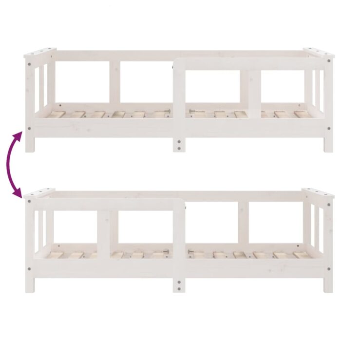 Cadre de lit pour enfant blanc 70x140 cm bois de pin massif – Image 5