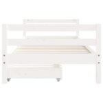 Cadre de lit enfant tiroirs blanc 80x200 cm bois de pin massif – Image 3