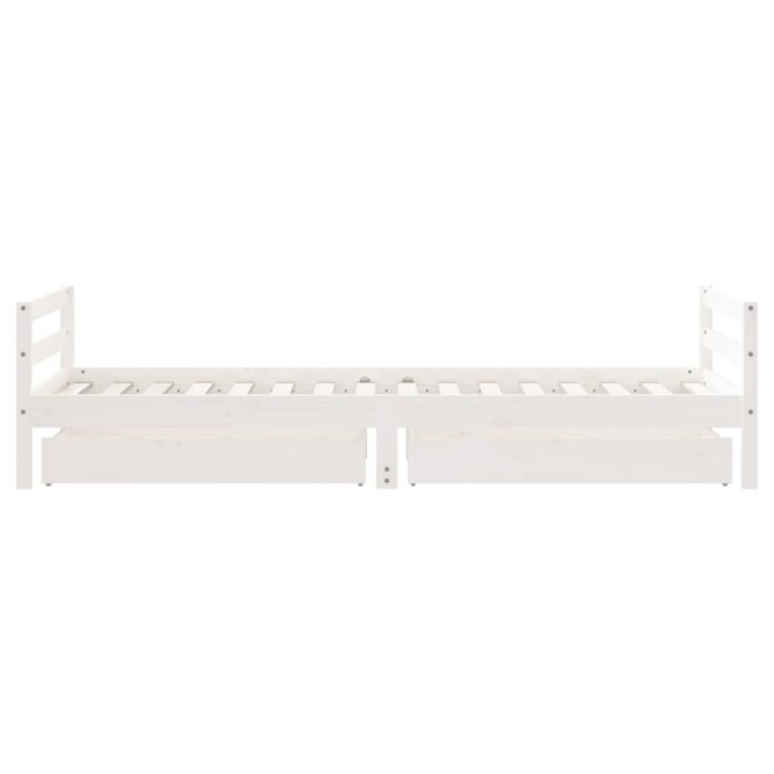 Cadre de lit enfant tiroirs blanc 80x200 cm bois de pin massif – Image 4