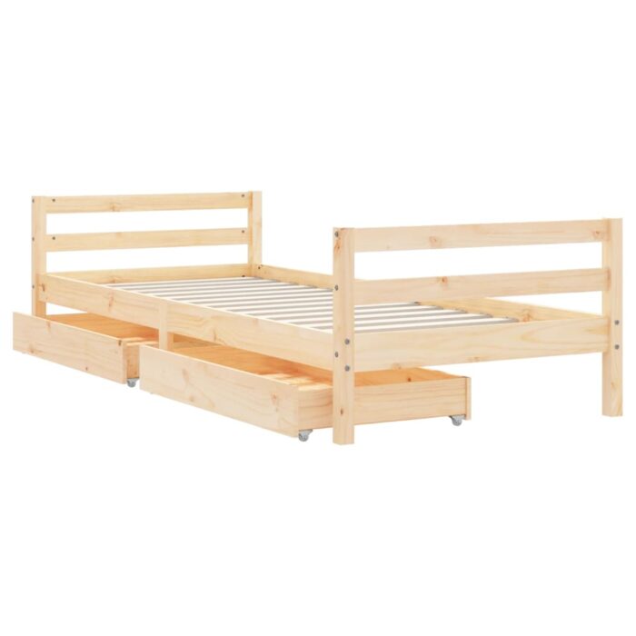 Cadre de lit enfant avec tiroirs 90x200 cm bois de pin massif – Image 2