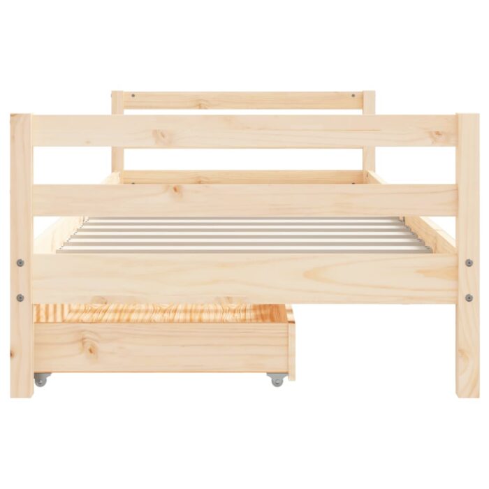 Cadre de lit enfant avec tiroirs 90x200 cm bois de pin massif – Image 3