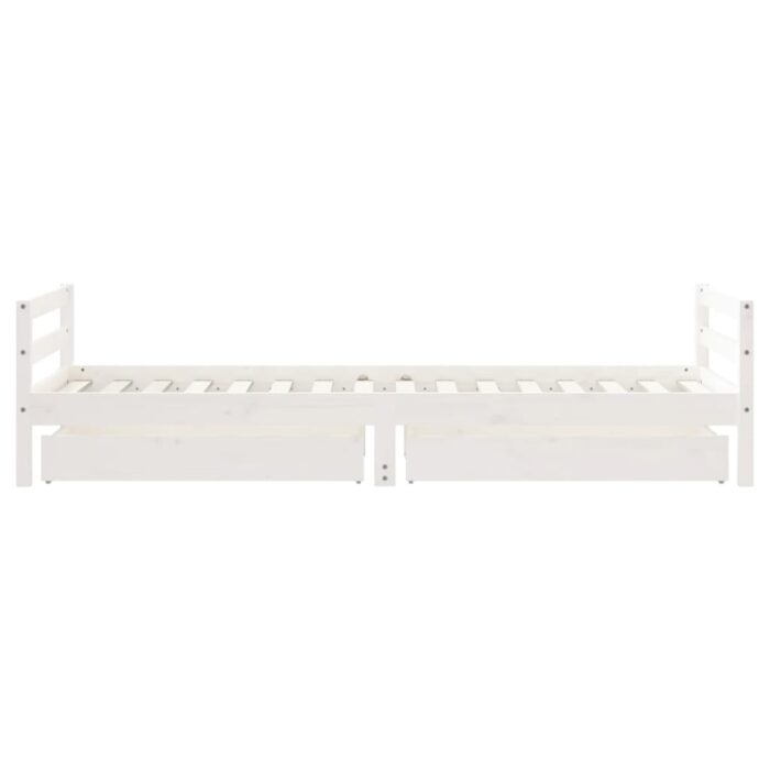 Cadre de lit enfant tiroirs blanc 90x200 cm bois de pin massif – Image 4