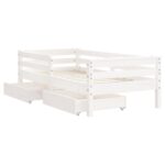 Cadre de lit enfant tiroirs blanc 70x140 cm bois de pin massif – Image 2