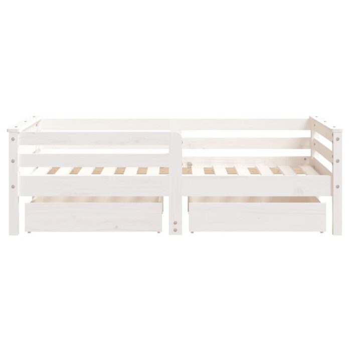Cadre de lit enfant tiroirs blanc 70x140 cm bois de pin massif – Image 4
