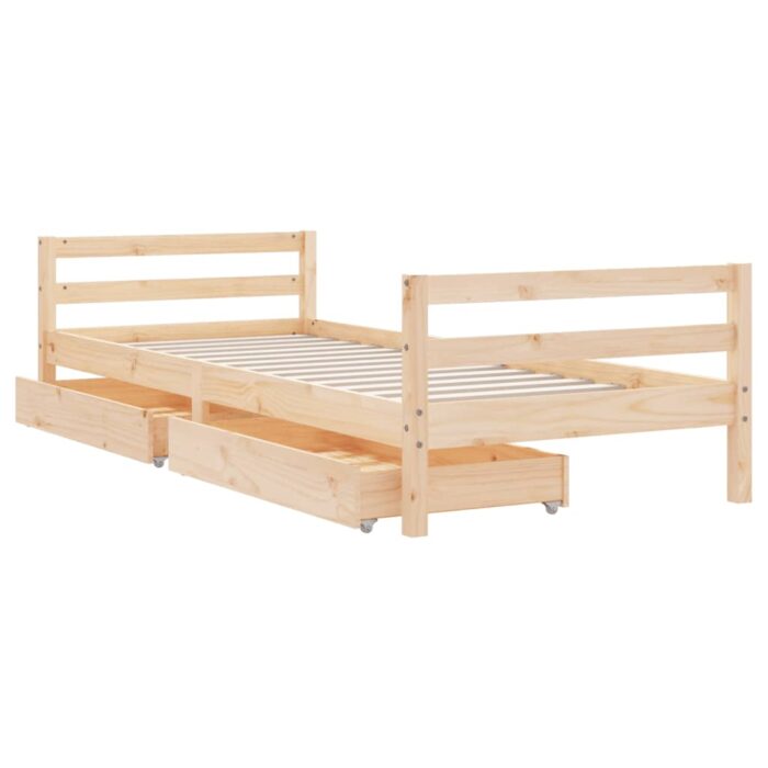 Cadre de lit d'enfants et tiroirs 90x190 cm bois de pin massif – Image 2
