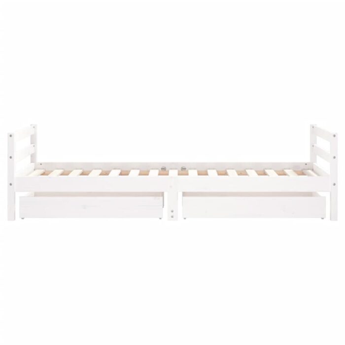 Cadre de lit d'enfants tiroirs blanc 90x190 cm bois pin massif – Image 4