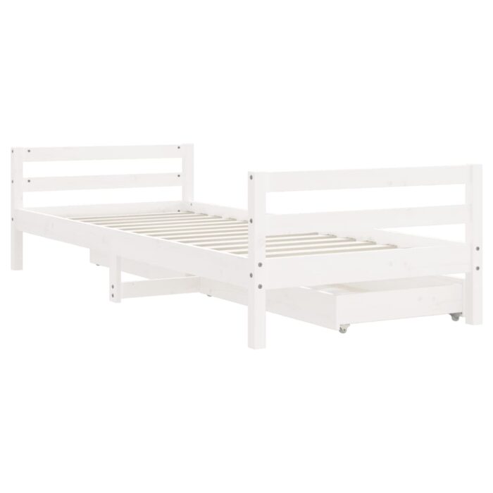 Cadre de lit d'enfants tiroirs blanc 90x190 cm bois pin massif – Image 5