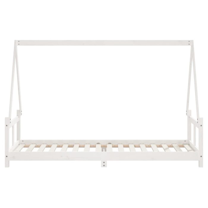 Cadre de lit pour enfants blanc 80x200 cm bois de pin massif – Image 3