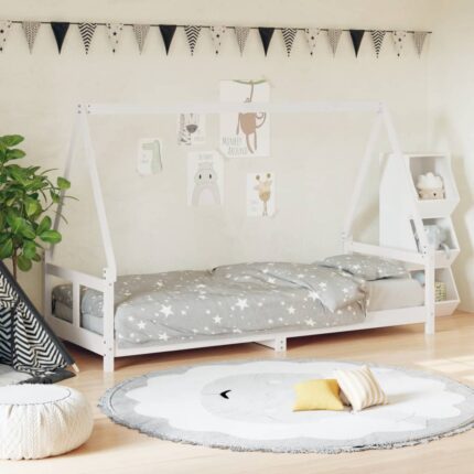 Cadre de lit pour enfants blanc 80x200 cm bois de pin massif