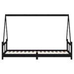 Cadre de lit pour enfants noir 80x200 cm bois de pin massif – Image 3