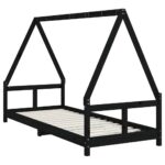 Cadre de lit pour enfants noir 80x200 cm bois de pin massif – Image 4